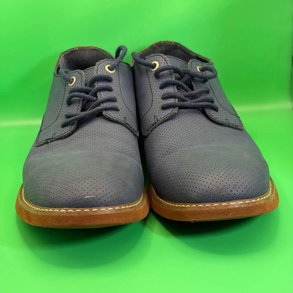 Tommy Hilfiger Seaside Oxford Shoes Mens 10.5 Navy Blue Perforated Leather Derby